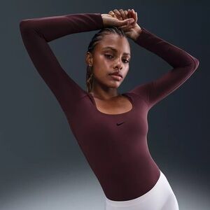 NWT Nike Form Long-Sleeve Bodysuit | Burgundy Crush | Size L